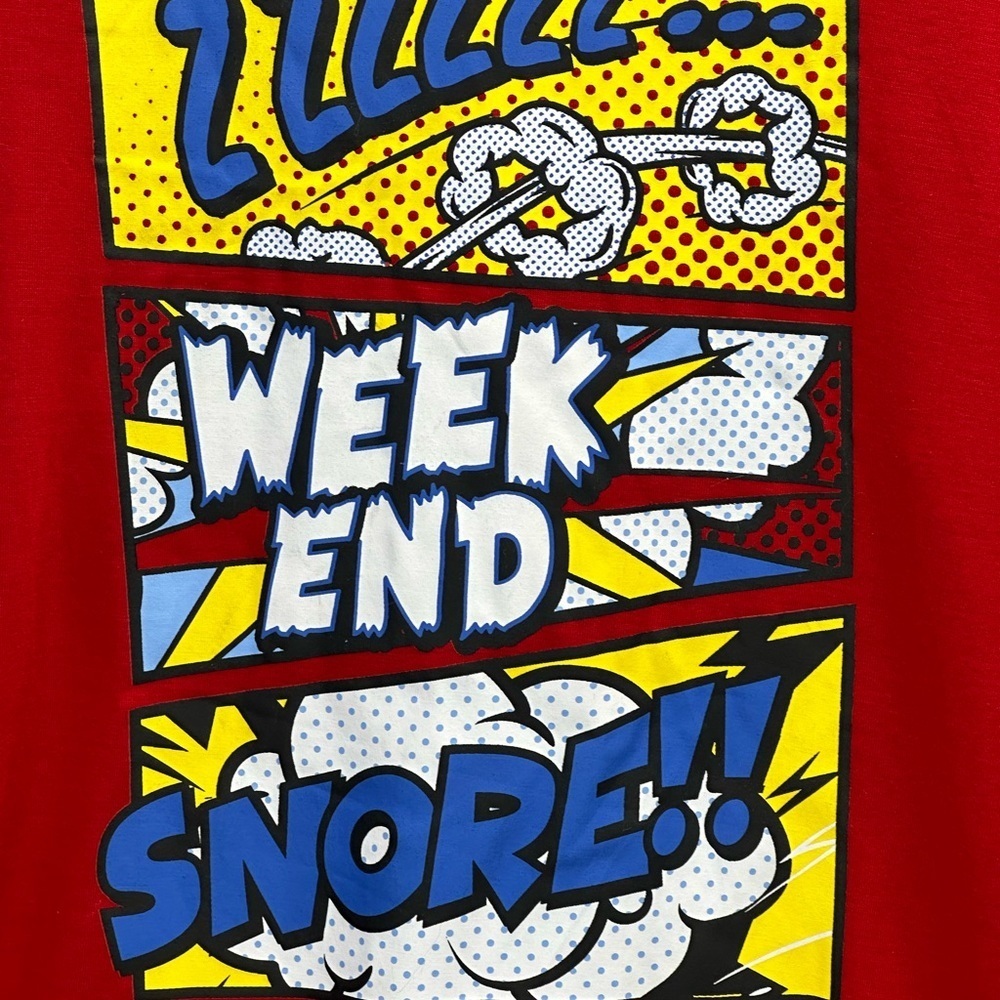 Max & Olivia Boys Comic Weekend Snore 2-Piece Pajama Set - Red Blue - size Large - Picture 8 of 15